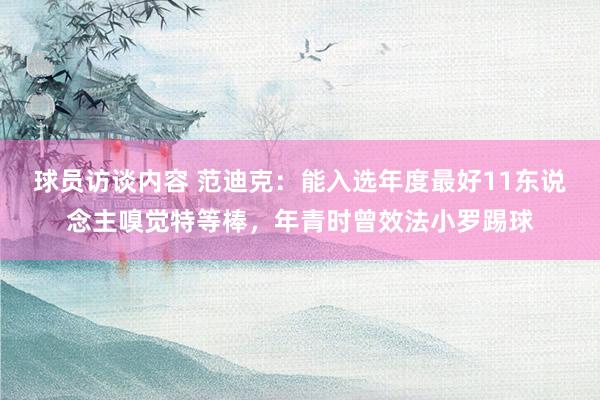 球员访谈内容 范迪克：能入选年度最好11东说念主嗅觉特等棒，年青时曾效法小罗踢球