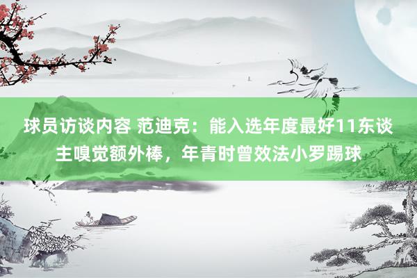 球员访谈内容 范迪克：能入选年度最好11东谈主嗅觉额外棒，年青时曾效法小罗踢球