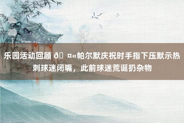 乐园活动回顾 🤫帕尔默庆祝时手指下压默示热刺球迷闭嘴，此前球迷荒诞扔杂物