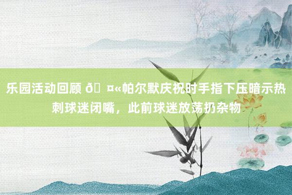 乐园活动回顾 🤫帕尔默庆祝时手指下压暗示热刺球迷闭嘴，此前球迷放荡扔杂物